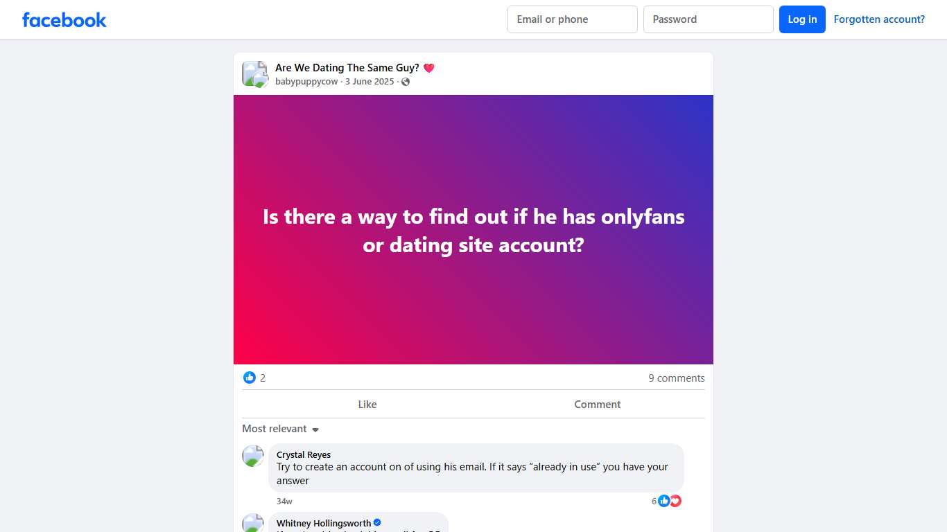 Are We Dating The Same Guy? ❤️ Is there a way to find out if he has onlyfans or dating site account Facebook